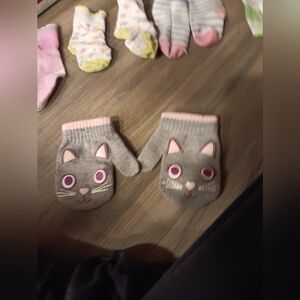 Gray Cat Mittens for Kids
